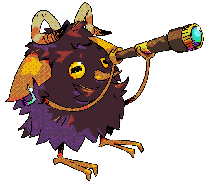 a crochetin looking through a longue-vue